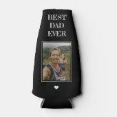 最高のパパの写真と文字パーソナライズされたブラック ボトルクーラー (正面)