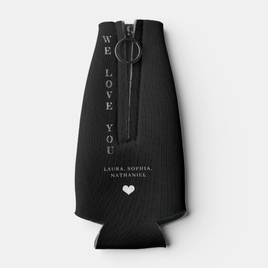 最高のパパの写真と文字パーソナライズされたブラック ボトルクーラー (裏面)