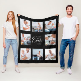 最高のパパの写真のコラージュ白黒の父 フリースブランケット