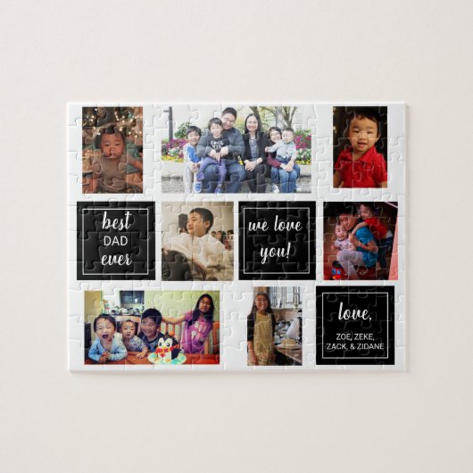 最高のパパの写真コラージュ父の日の贈り物 ジグソーパズル (横)