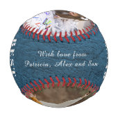 最高のパパの写真コラージュHappy Father's Day 野球ボール (裏面)