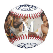 最高のパパの写真モノグラムの名 野球ボール (正面)