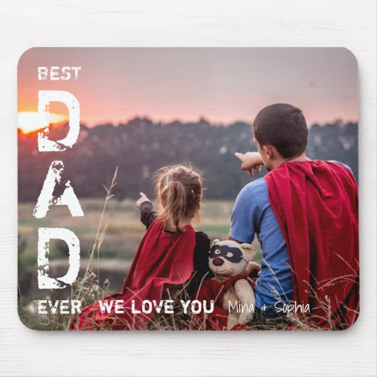 最高のパパの名前をカスタムする写真クール父の日 マウスパッド (正面)
