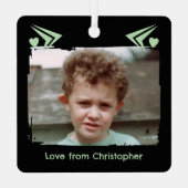 最高のパパの愛1緑の写真 メタルオーナメント (裏面)