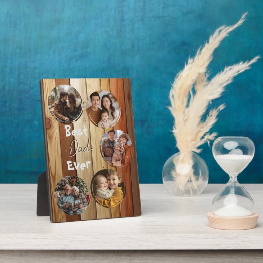 最高のパパの木造の背景5コラージュ写真 フォトプラーク (側面)