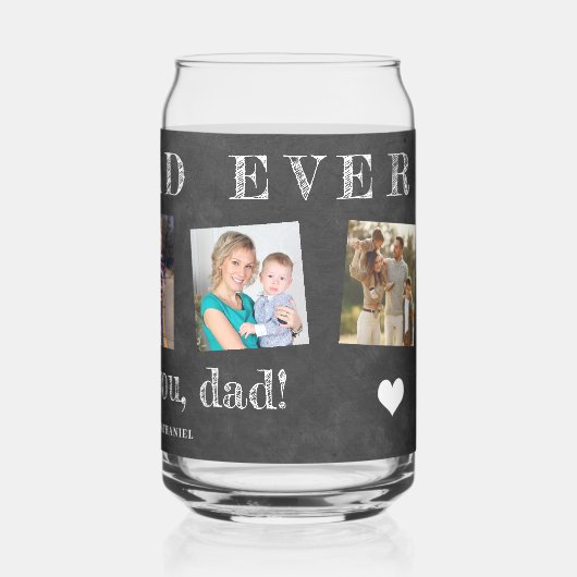 最高のパパの父の日の写真のコラージュカスタム ガラス缶 (裏面)