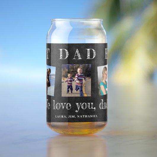最高のパパの父の日の写真のコラージュカスタム ガラス缶