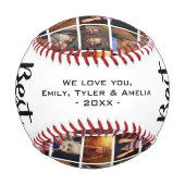 最高のパパの父の日カスタム6写真コラージュ 野球ボール (裏面)