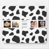 最高のパパの父親写真付きのコラージュ牛白黒 マウスパッド (正面)