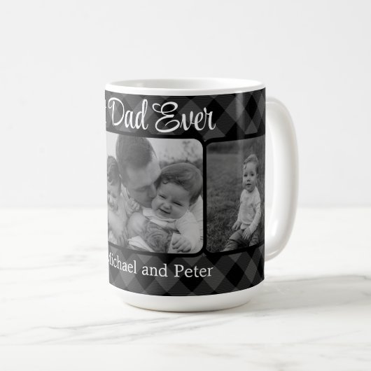 最高のパパの絶え間ないクリスマスクラシックグレーの格子模様 コーヒーマグカップ (正面右)