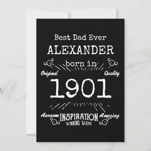 最高のパパの誕生日名の年ヴィンテージ 招待状 (正面)