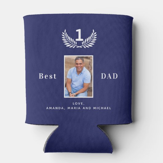 最高のパパの青い名カスタム前 缶クーラー (裏面)