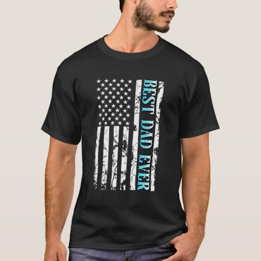 最高のパパはアメリカ国旗にかわいい父の Tシャツ (正面)