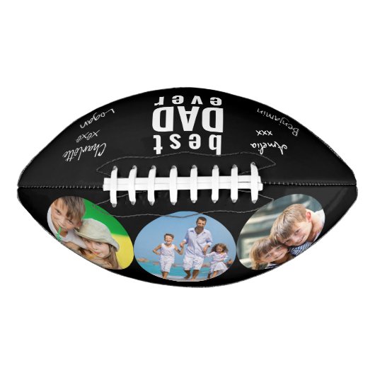 最高のパパはブラックに署名パーソナライズされた アメリカンフットボール (正面)
