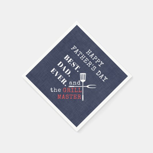 最高のパパはマスター・ファーザーズ・デイをグリル スタンダードカクテルナプキン (角)