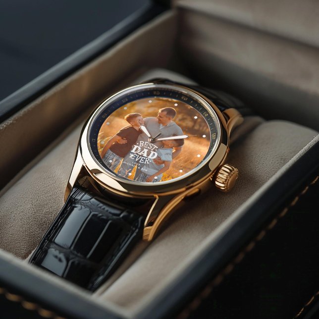 「最高のパパは今までパーソナライズされた」Photo Watch 腕時計 (Inspiration mockup (not actual product))