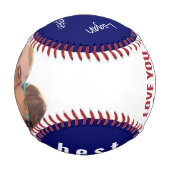 最高のパパは今までフォトブルー白赤野球に署名 野球ボール (裏面)