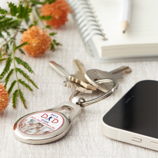 最高のパパは今までモダンも可愛い家族写真父の日 キーホルダー (側面)