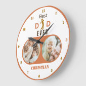 最高のパパは今までモダンも可愛い家族写真父の日 ラージ壁時計 (傾斜)