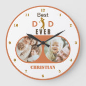 最高のパパは今までモダンも可愛い家族写真父の日 ラージ壁時計 (正面)