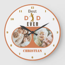 最高のパパは今までモダンも可愛い家族写真父の日 ラージ壁時計