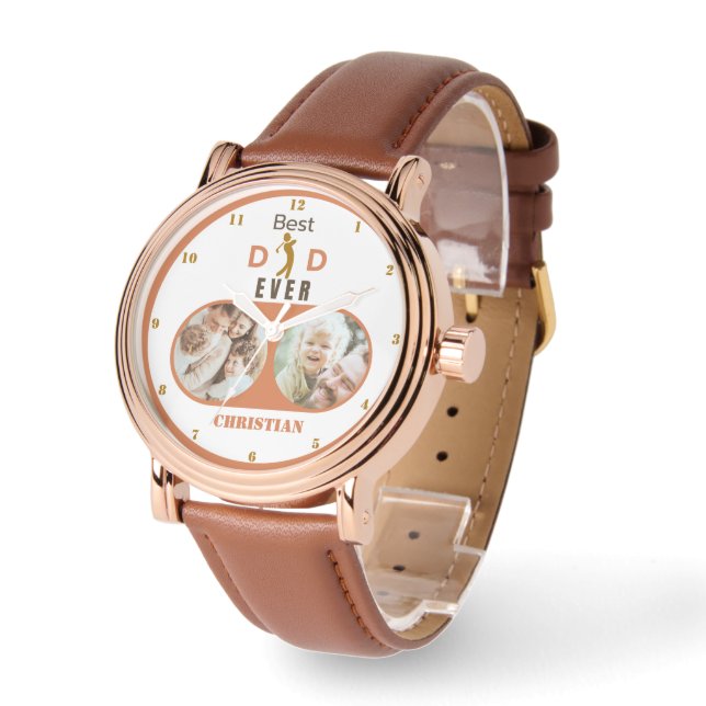 最高のパパは今までモダンも可愛い家族写真父の日 腕時計 (傾斜)