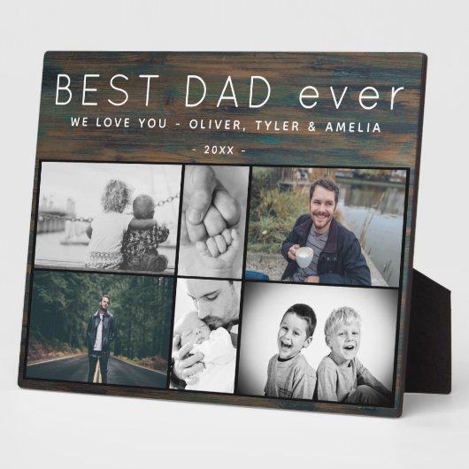 最高のパパは今まで素朴の6写真コラージュ父の日 フォトプラーク (側面)