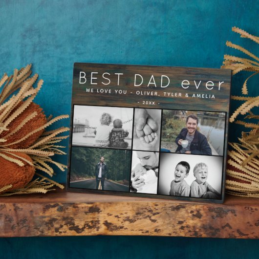 最高のパパは今まで素朴の6写真コラージュ父の日 フォトプラーク (側面)