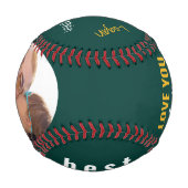 最高のパパは今まで署名されたフォトグリーンホワイト金ゴールド 野球ボール (裏面)