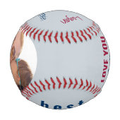 最高のパパは今まで署名されたフォトグレーブルーレッド 野球ボール (裏面)