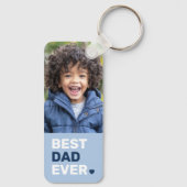 最高のパパは常にハートブルーの父親の日2写真 キーホルダー (裏面)