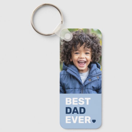 最高のパパは常にハートブルーの父親の日2写真 キーホルダー (正面)