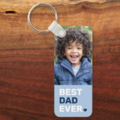 最高のパパは常にハートブルーの父親の日2写真 キーホルダー (正面)
