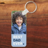 最高のパパは常にハートブルーの父親の日2写真 キーホルダー (裏面)