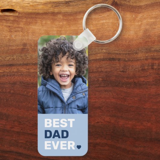 最高のパパは常にハートブルーの父親の日2写真 キーホルダー (裏面)