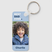 最高のパパは常にハートブルーの父親の日2写真 キーホルダー (裏面)