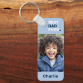 最高のパパは常にハートブルーの父親の日2写真 キーホルダー (正面)