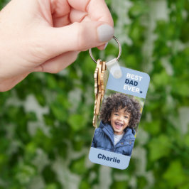 最高のパパは常にハートブルーの父親の日2写真 キーホルダー