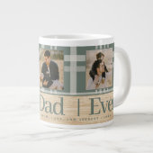 最高のパパは常にバッファロープレイド木材フォトファーザーズの日 ジャンボコーヒーマグカップ (正面右)