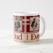 最高のパパは常にバッファロープレイド木材フォトファーザーズの日 ジャンボコーヒーマグカップ (正面右)