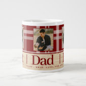 最高のパパは常にバッファロープレイド木材フォトファーザーズの日 ジャンボコーヒーマグカップ (正面)