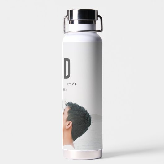 最高のパパは常にミニマル写真父の日 ウォーターボトル (背面)