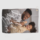 最高のパパは常にミニマル写真父の日 ゴルフタオル (横)