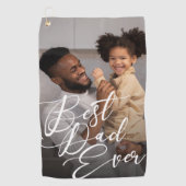 最高のパパは常にミニマル写真父の日 ゴルフタオル (正面)