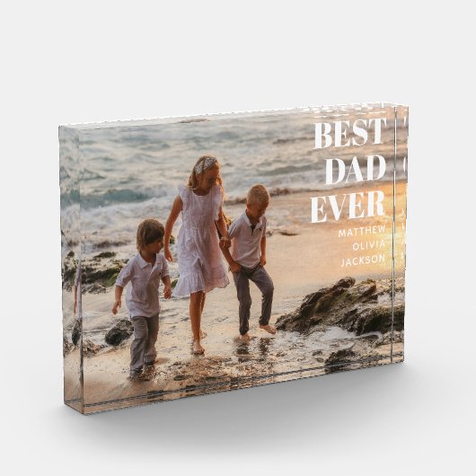 最高のパパは常に子供の名をモダンカスタム父 フォトブロック (左)
