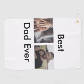 最高のパパは常に幸せな父の日あなたの写真を追加 ゴルフタオル (横)