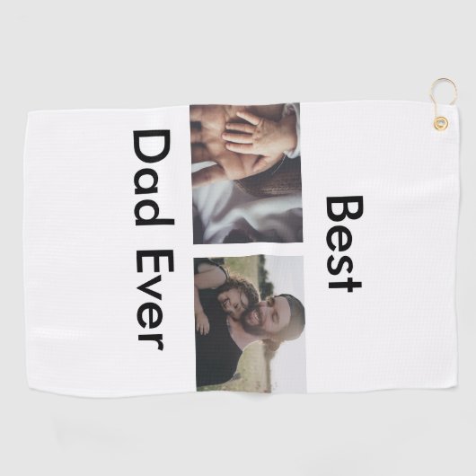 最高のパパは常に幸せな父の日あなたの写真を追加 ゴルフタオル (横)