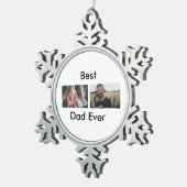 最高のパパは常に幸せな父の日あなたの写真を追加 スノーフレークピューターオーナメント (右)