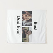 最高のパパは常に幸せな父の日あなたの写真を追加 タペストリー (正面(横))