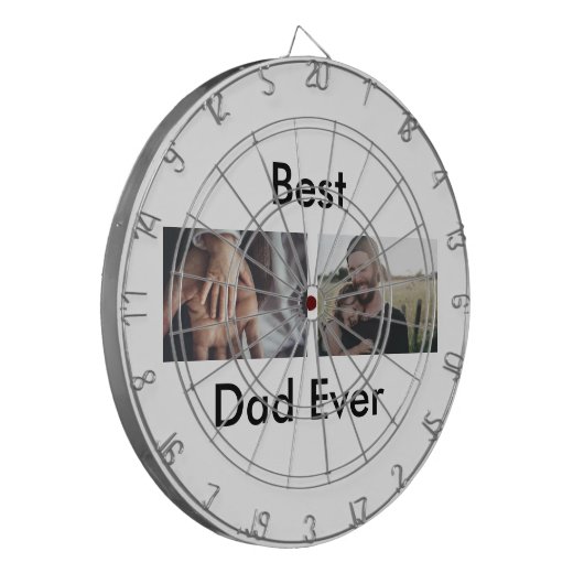 最高のパパは常に幸せな父の日あなたの写真を追加 ダーツボード (正面左)